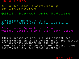 Unhallowed — текстовый квест для ZX Spectrum к Хэллоуину