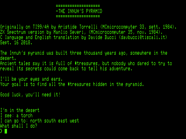 Текстовый квест Innuh's Pyramid вышел на компьютерах Commodore