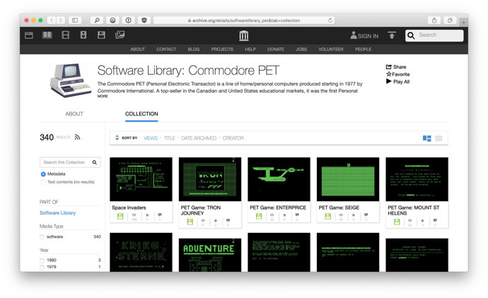 «Интернет-архив» добавил 340 игр для Commodore PET